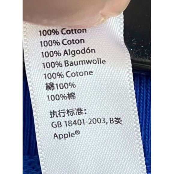 Apple Macintosh Blue Knit Long Sleeve Large LOGO Blue T-Shirt Tshirt T Shirt - Picture 4 of 4